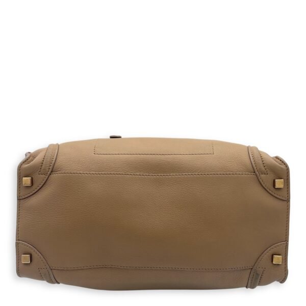 Luggage Shoulder Bag Beige in Calfskin, Gold hardware - Image 5