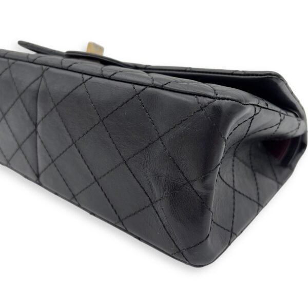 2.55 Medium Black Shoulder Bag in Calfskin, Gold hardware - Image 7