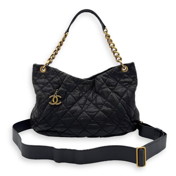 Coco Pleats Hobo Top handle bag in Caviar leather, Gold Hardware - Image 8