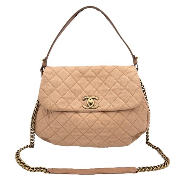Flap Bag Beige Shoulder Bag in Lambskin, Gold hardware - Image 7