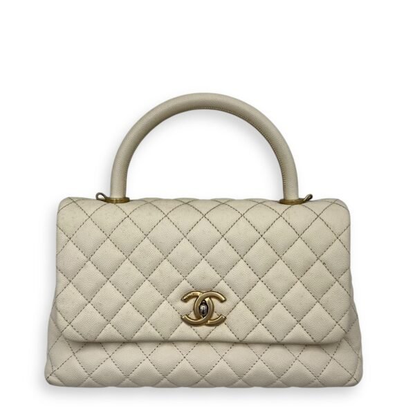 Coco Medium Top handle bag in Caviar leather, Gold Hardware