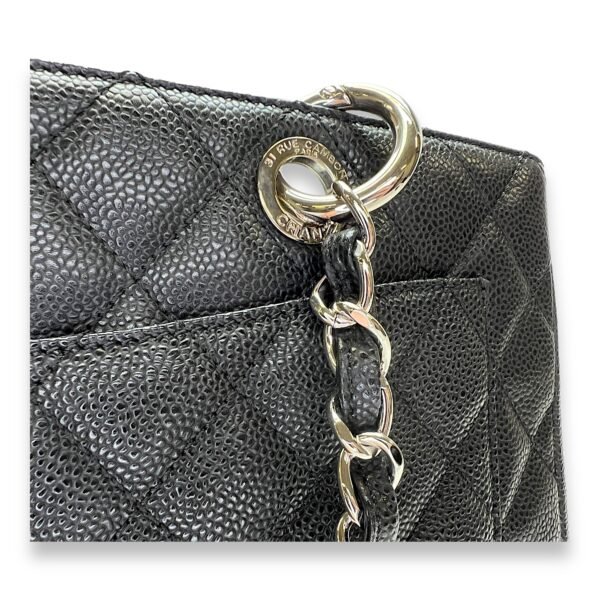 GST Black Shoulder Bag in Caviar Leather, Silver hardware - Image 8