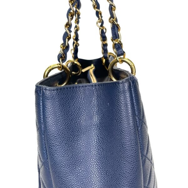 GST Medium Blue Tote Bag in Caviar Leather, Gold hardware - Image 8