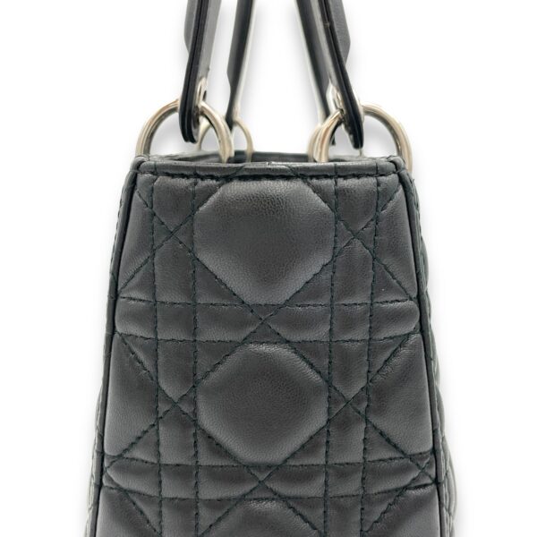 Lady Dior Top Handle Bag Medium Black in Lambskin, Silver hardware - Image 8