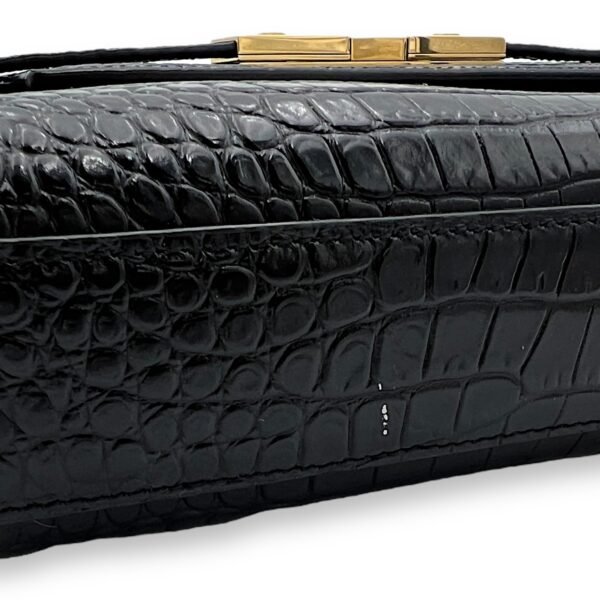 Manhattan Shoulder Bag Black in Crocodile Embossed Calfskin, Gold hardware - Image 8