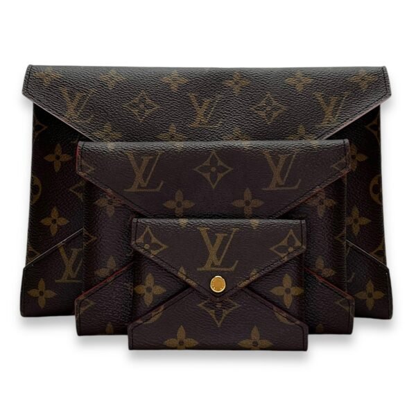 Kirigami Pouch Brown in Monogram Coated Canvas, Gold hardware - Image 8