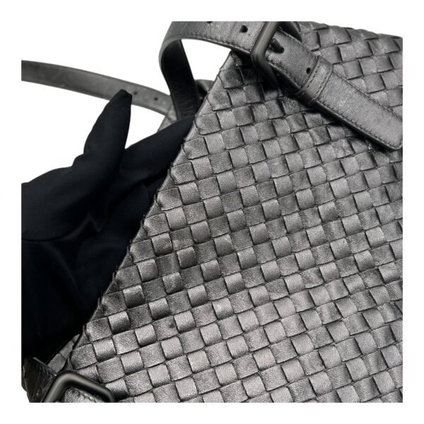 Intrecciato Shoulder Bag Metallic Grey in Calfskin, Gunmetal hardware - Image 8