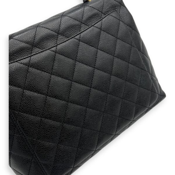 Kelly Top Handle Bag Black in Caviar Leather, Gold hardware - Image 7