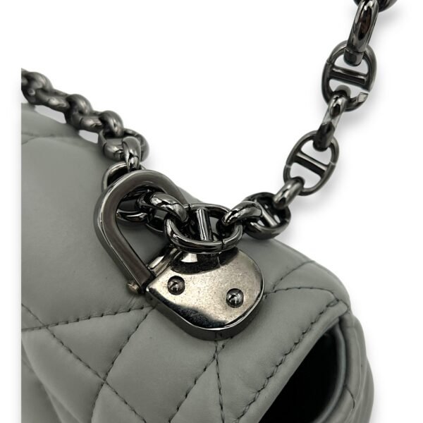Caro Medium Grey Shoulder Bag in Lambskin, Silver hardware - Image 8