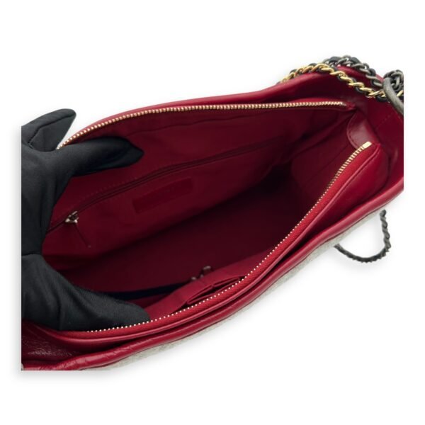 Gabrielle Shoulder Bag Large White in Wool, Mixed hardware - Image 8