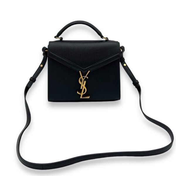 Cassandra Mini Black Top Handle Bag in Caviar Leather, Gold hardware - Image 7