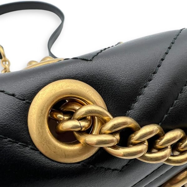 GG Marmont Shoulder Bag Mini Black in Calfskin, Gold hardware - Image 8