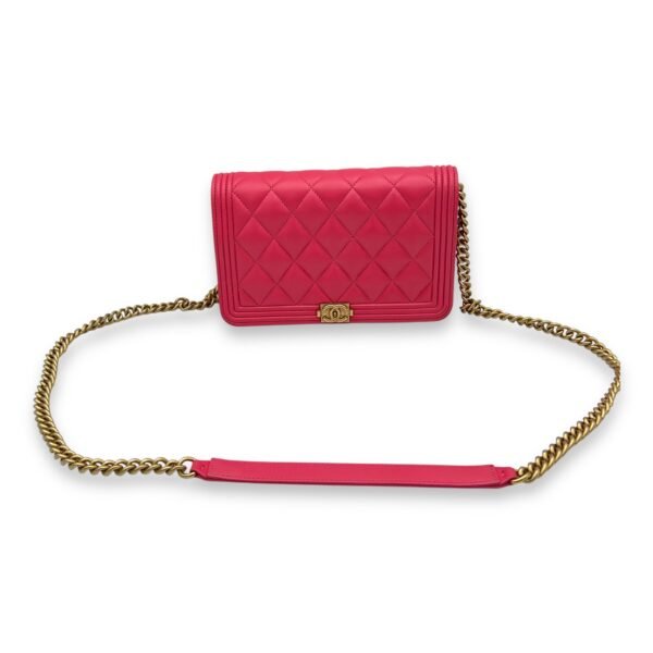 Boy Wallet On Chain Pink in Calfskin, Gold hardware - Image 8