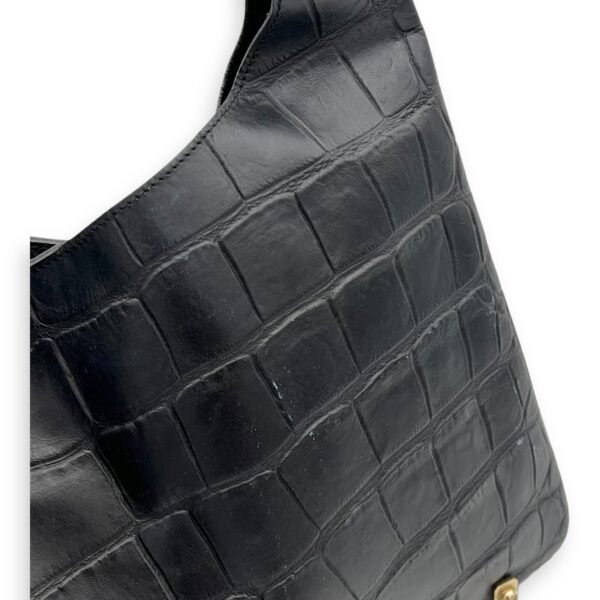 HDG Tote Bag Black in Crocodile Embossed Calfskin, Gold hardware - Image 8