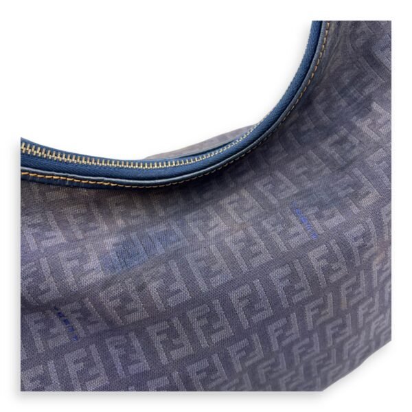 FF Zucca Shoulder Bag Blue in Jacquard, Gold hardware - Image 8