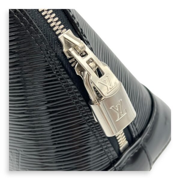 Alma Top Handle Bag BB Black in Patent Leather, Silver hardware - Image 8