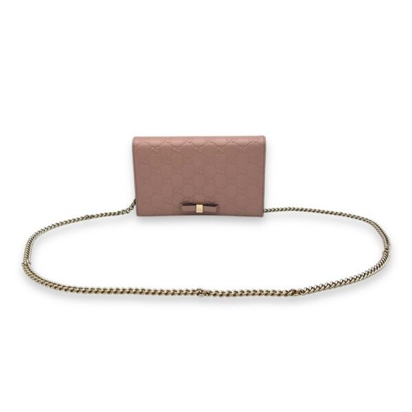 GG Bow Continental Pink Wallet On Chain in Guccissima Leather, Gold hardware - Image 8