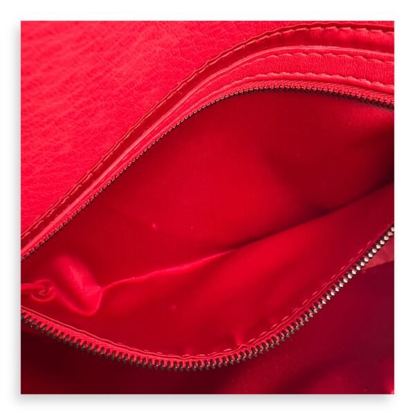 Baguette Shoulder Bag Red in Calfskin, Silver hardware - Image 4