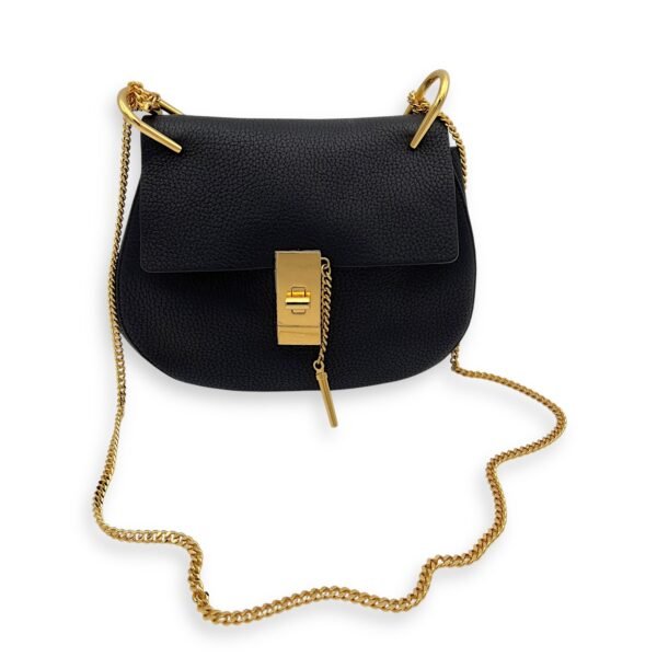 Drew Crossbody Bag Black in Calfskin, Gold hardware - Image 8