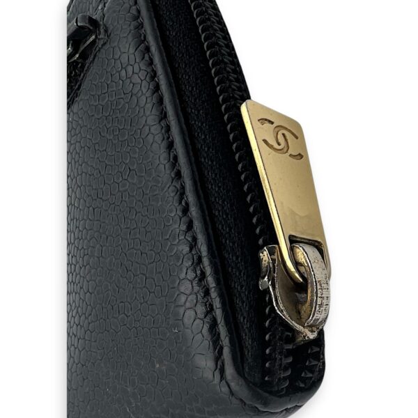 CC Zipped Black Wallet in Caviar Leather, Gold hardware - Image 8