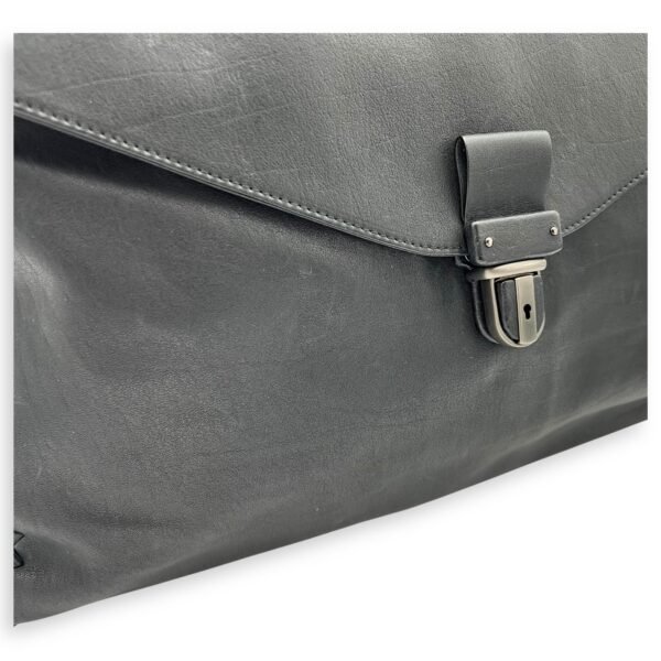Flap Briefcase Black in Goat Leather, Ruthenium hardware - Image 8