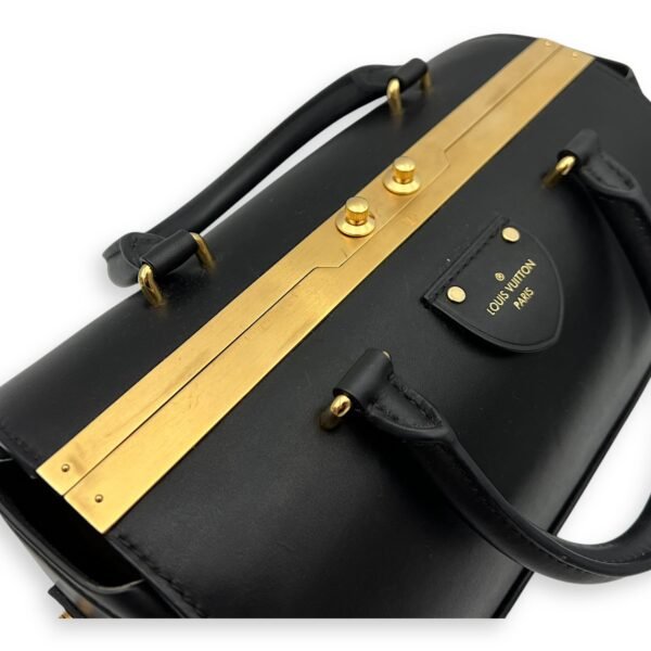 boston Top Handle Bag Black in Calfskin, Gold hardware - Image 8