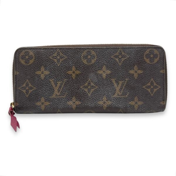 Clemence Wallet Brown in Monogram Coated Canvas, Gold hardware