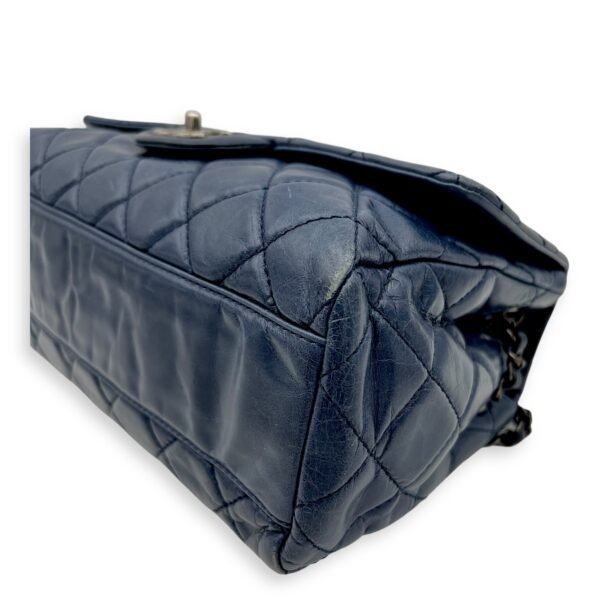 Flap Blue Shoulder Bag in Calfskin, Ruthenium hardware - Image 8