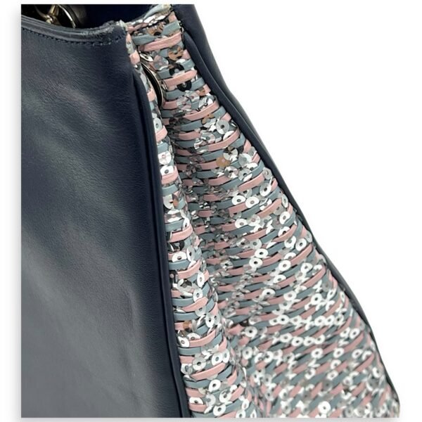 Diorissimo Blue Top Handle Bag in Calfskin, Silver hardware - Image 8