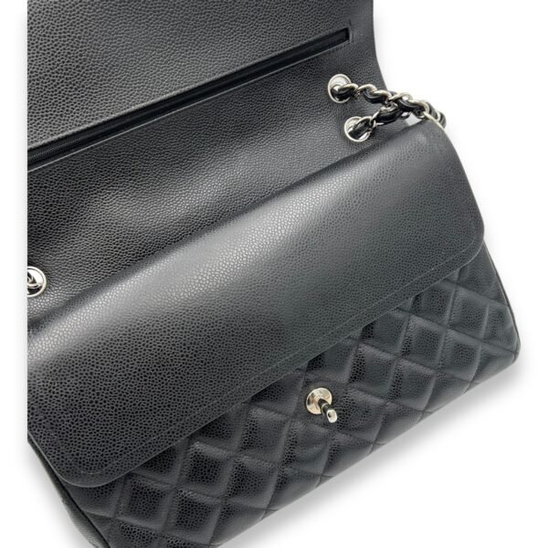 Classic Shoulder Bag Jumbo Black in Caviar Leather, Silver hardware - Image 8