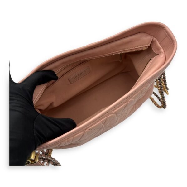 Gabrielle Crossbody Bag Medium Pink in Calfskin, Gold hardware - Image 8