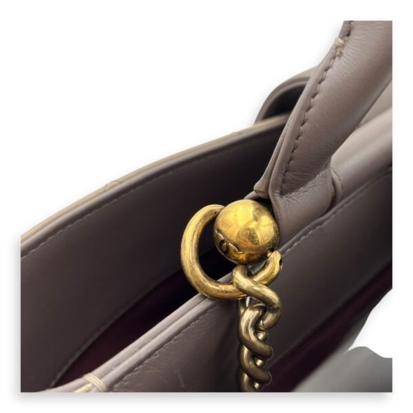 Gold Bar Beige Top Handle Bag in Calfskin, Gold hardware - Image 8