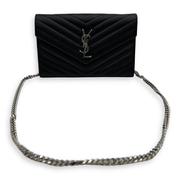 Cassandre Wallet On Chain Black in Caviar Leather, Silver hardware - Image 8