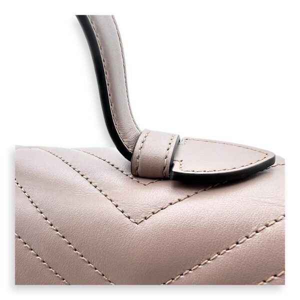 GG Marmont Top Handle Bag Beige in Calfskin, Gold hardware - Image 8