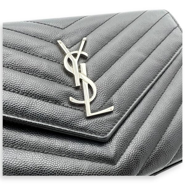 Cassandre Black Wallet On Chain in Calfskin, Silver hardware - Image 8