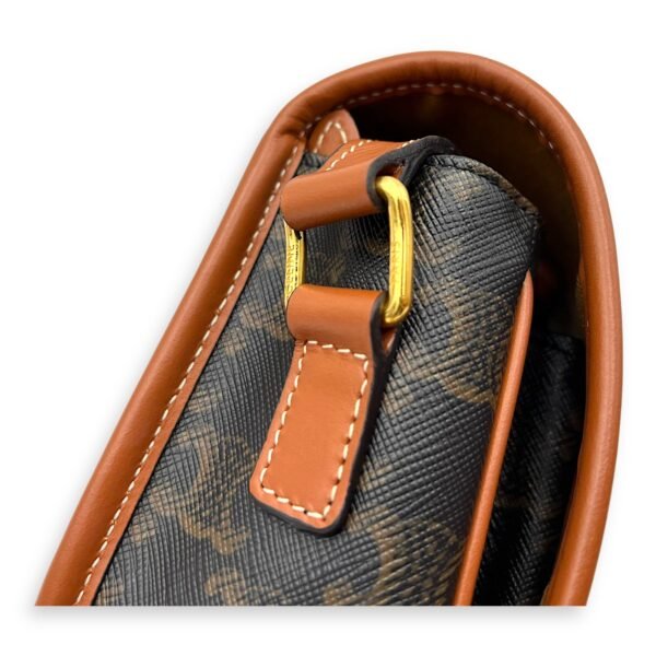 Folco Shoulder Bag Brown in Coated Canvas, Gold hardware - Image 8