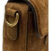 Lady Web Brown Shoulder Bag in Suede Leather, Gold hardware - Image 8