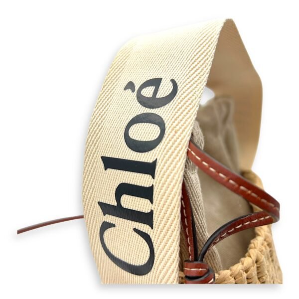 Bucket Crossbody Bag Brown in Jute, Gold hardware - Image 8