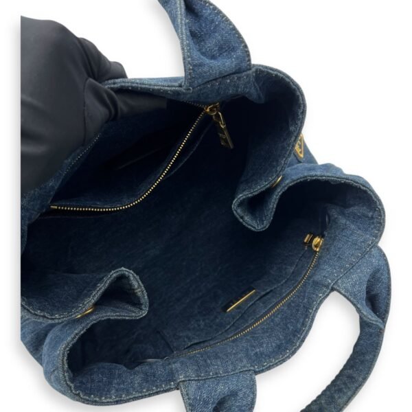 Canapa Top Handle Bag Blue in Denim, Gold hardware - Image 8