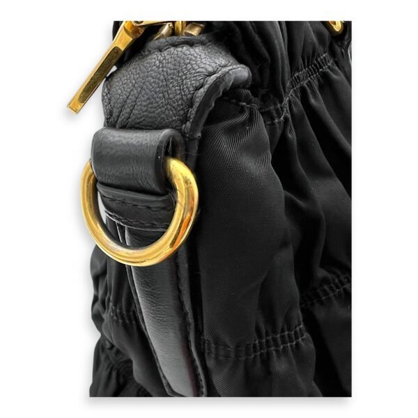 Gaufre Top Handle Bag Black in Nylon, Gold hardware - Image 8