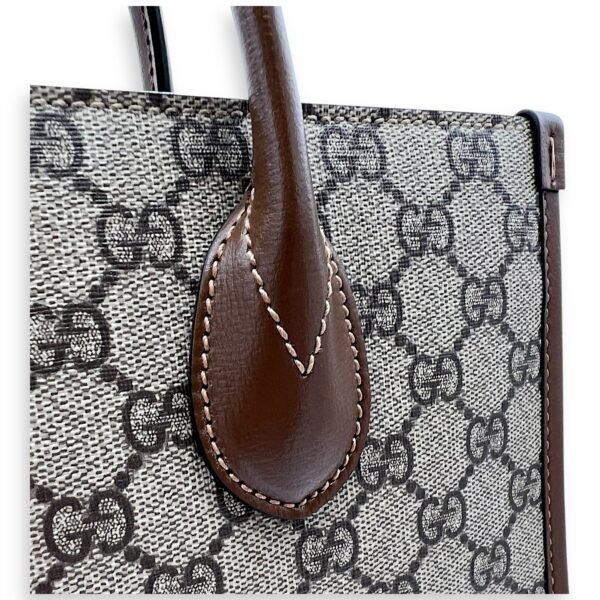 GG Supreme Tote Bag Brown in Monogram Coated Canvas, Gold hardware - Image 8