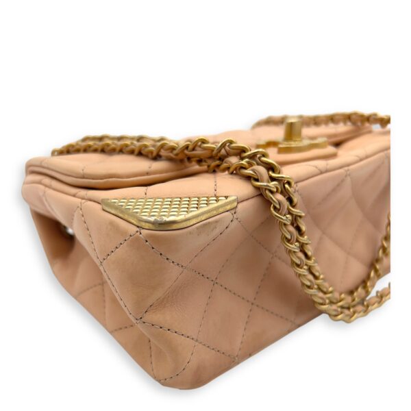 Mini Rectangle Shoulder Bag Beige in Lambskin, Gold hardware - Image 6