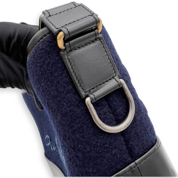 Gabrielle Small Blue Crossbody Bag in Felt Fabric, Mixed hardware - Image 8