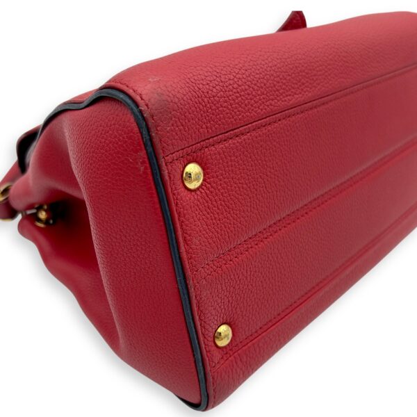 Double V Top Handle Bag Red in Calfskin, Gold hardware - Image 12