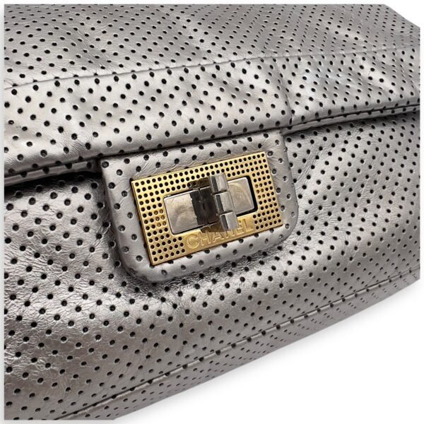 2.55 Silver Shoulder Bag in Perforated Calfskin, Mixed hardware - Image 7