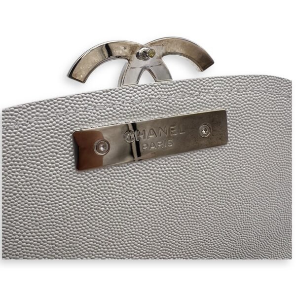 Coco Curve Top Handle Bag White in Caviar Leather, Silver hardware - Image 7