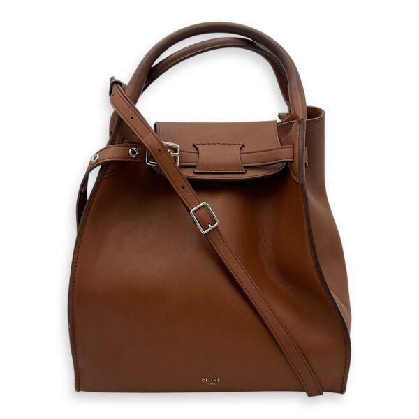 Big Top Handle Bag Brown in Calfskin, Silver hardware - Image 8