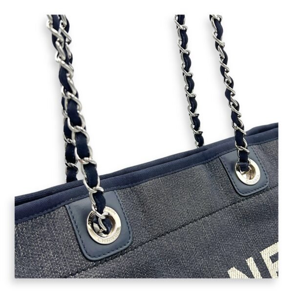 Deauville Small Blue Tote Bag in Denim, Silver hardware - Image 8
