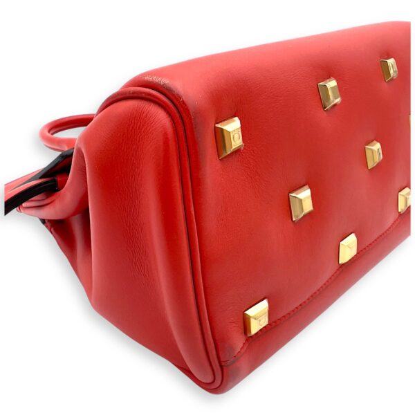 Studio Red Top Handle Bag in Calfskin, Gold hardware - Image 10