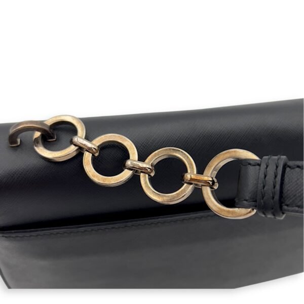 Gancini Shoulder Bag Black in Calfskin, Silver hardware - Image 8
